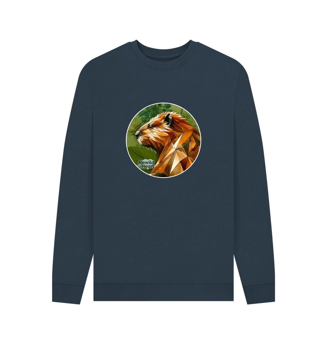 Navy Blue Printed Sweater Front