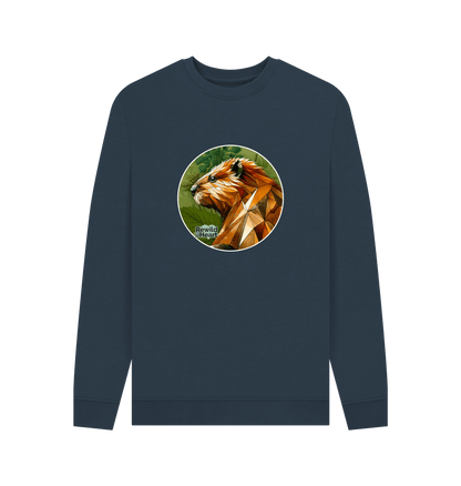 Navy Blue Printed Sweater Front