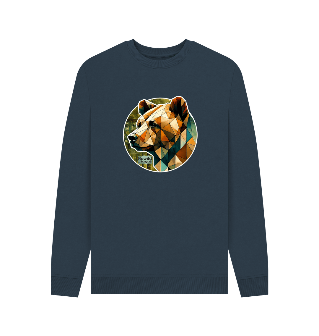 Navy Blue Brown Bear Forest Men's Sweater