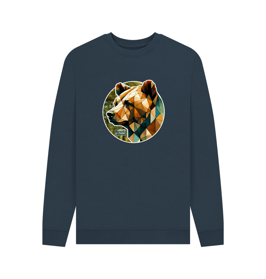 Navy Blue Printed Sweater Front