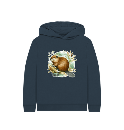 Navy Blue Beaver Riverbank Kids Hoodie