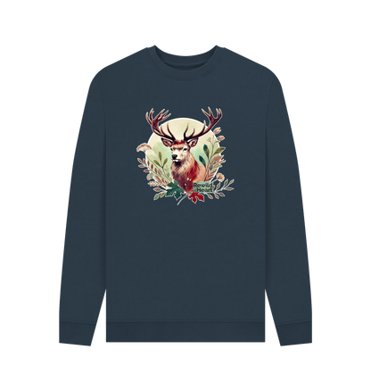 Navy Blue Red Deer Stag Spirit Men's Sweater