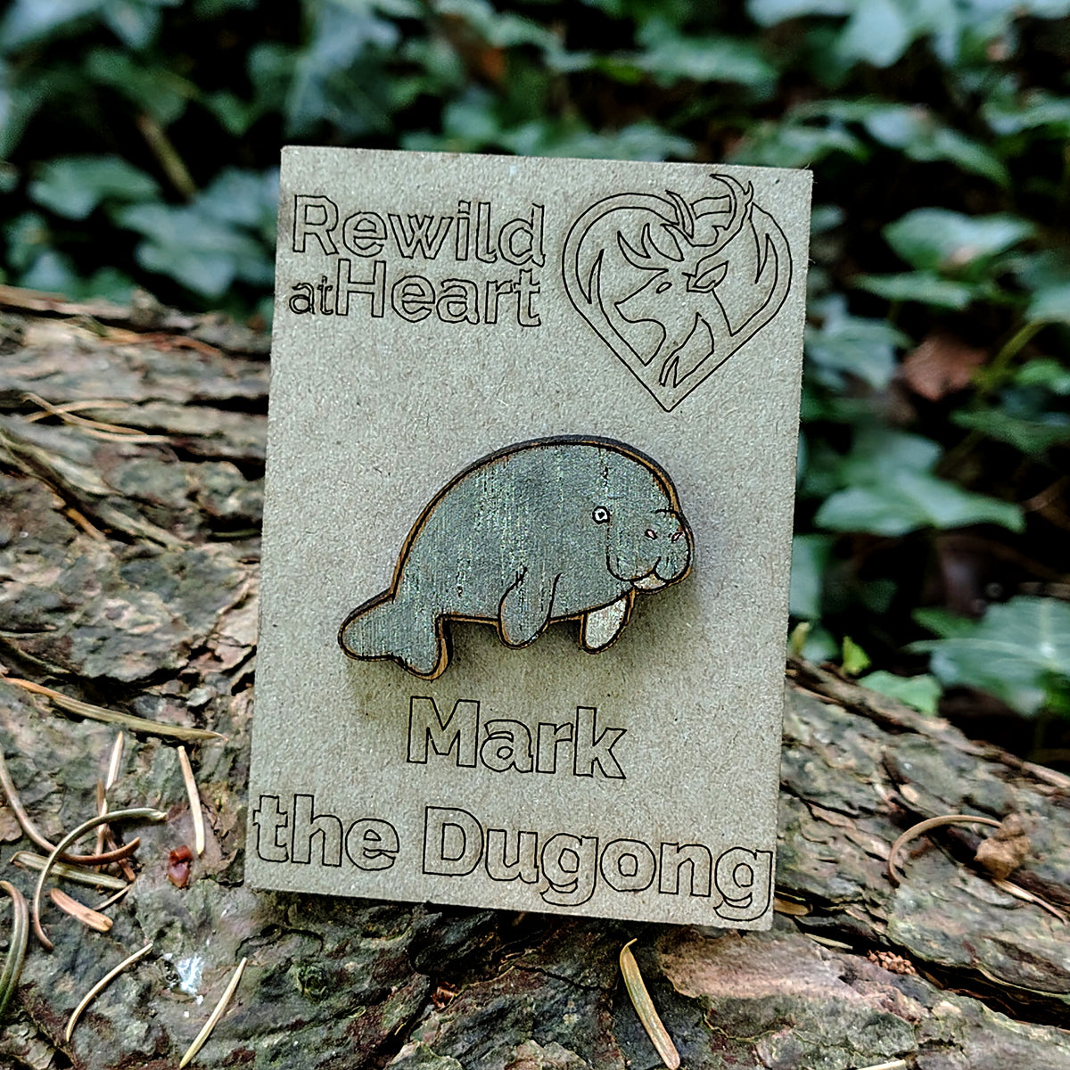 Dugong Wooden Pin Badge