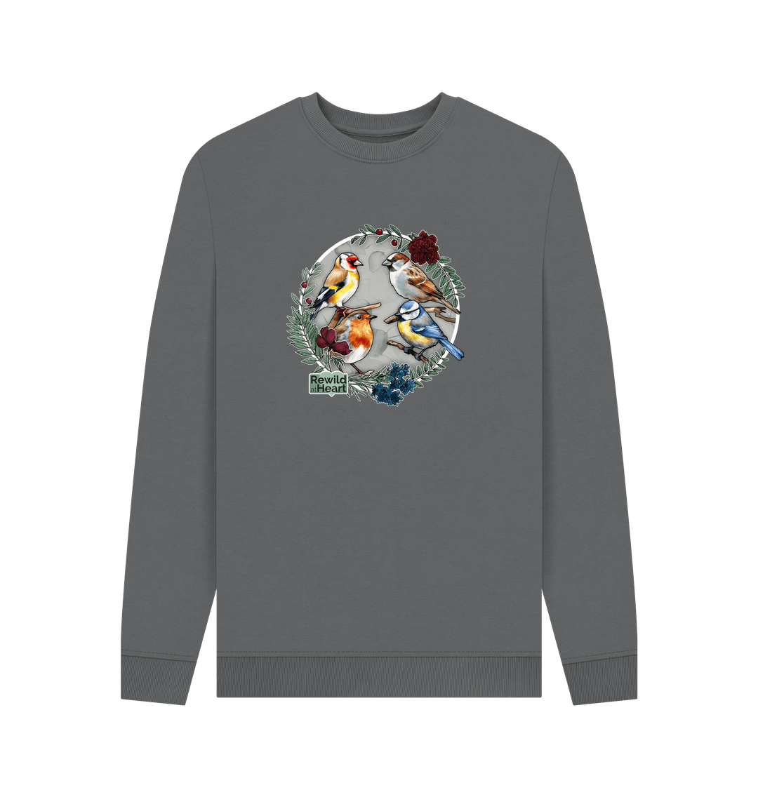 Slate Grey Printed Sweater Front
