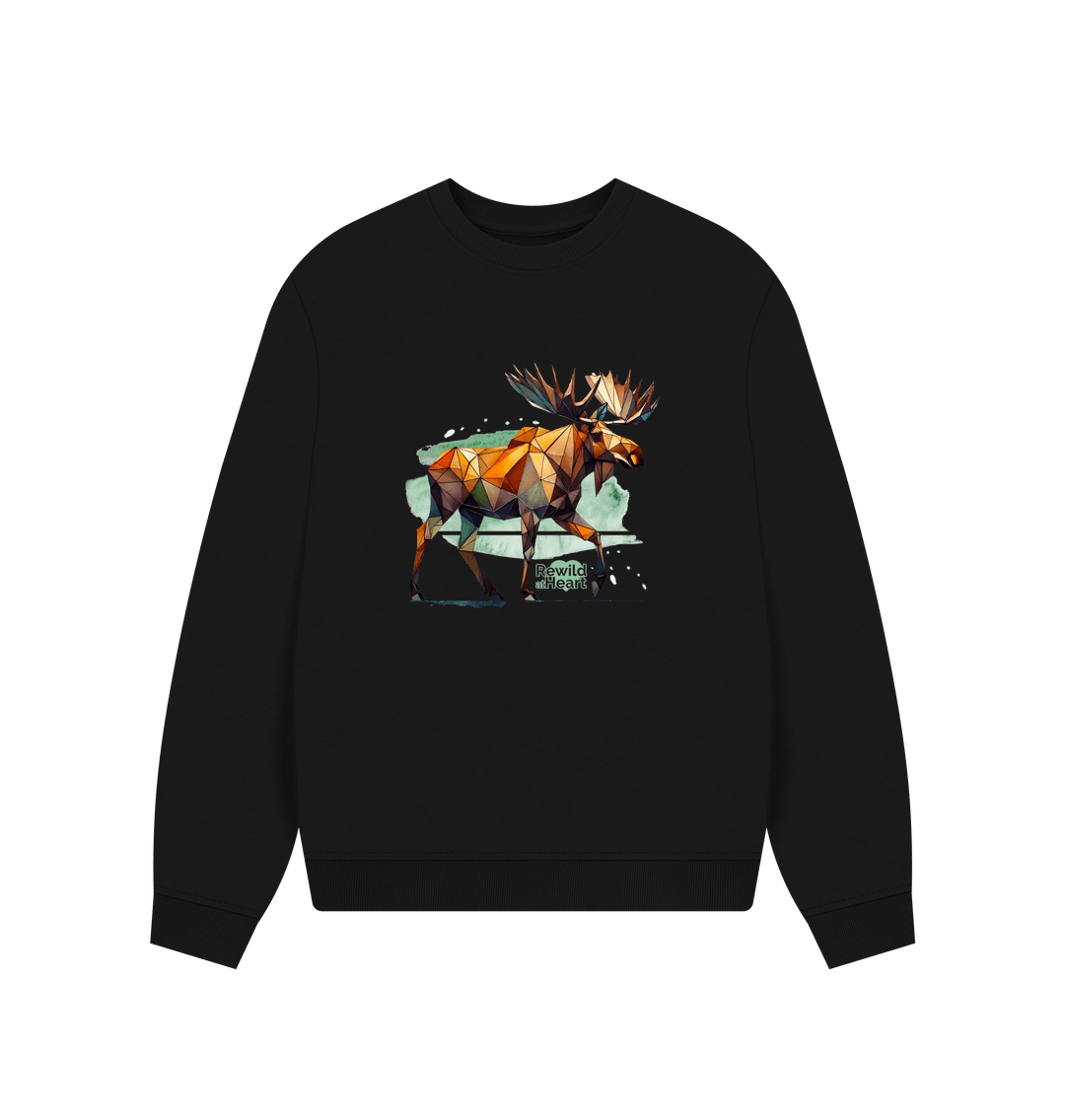 Black Mighty Moose Mosaic Women's Oversized Jumper