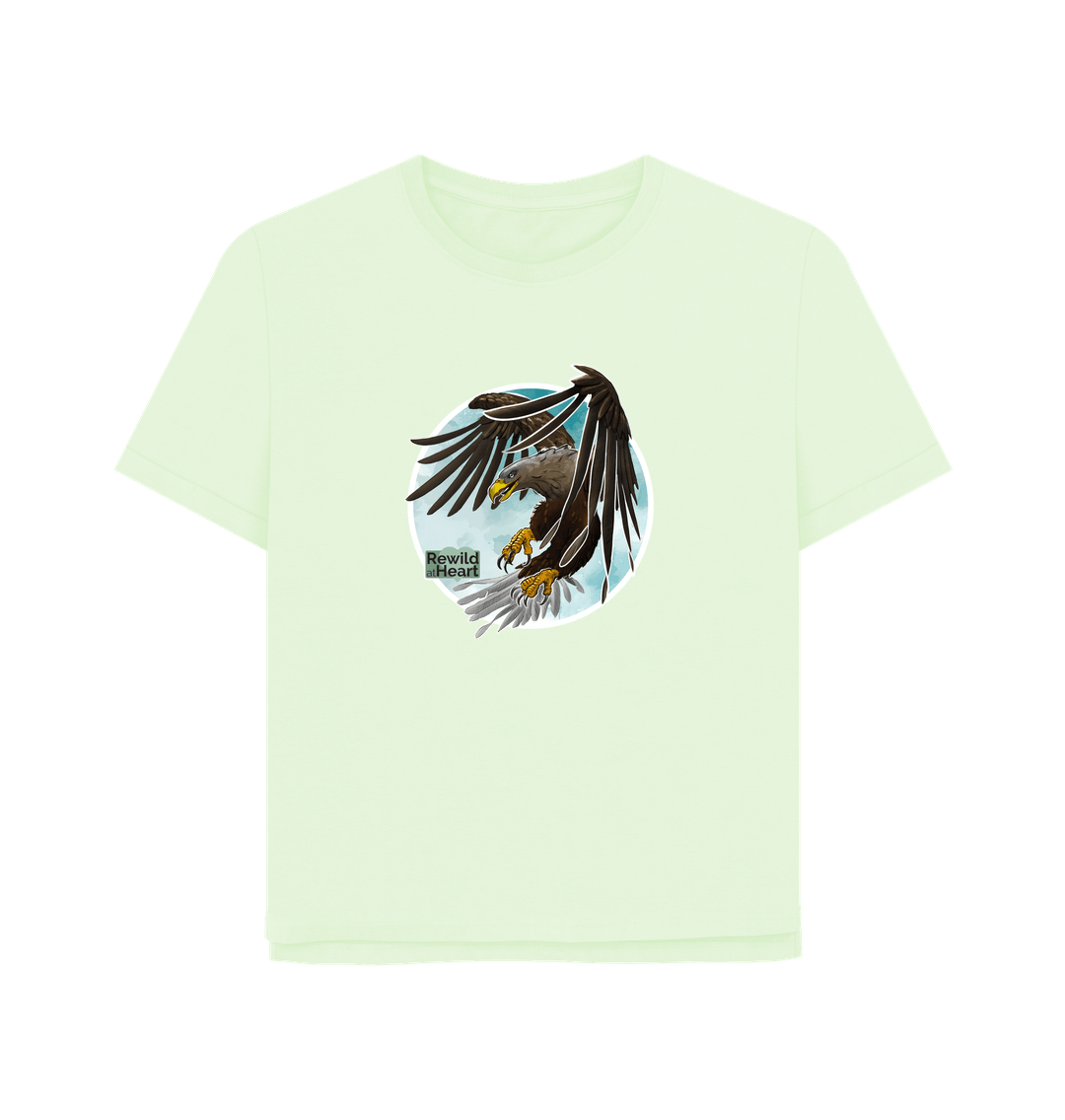 Pastel Green White-Tailed Eagle Flight Women's Relaxed-Fit T-Shirt