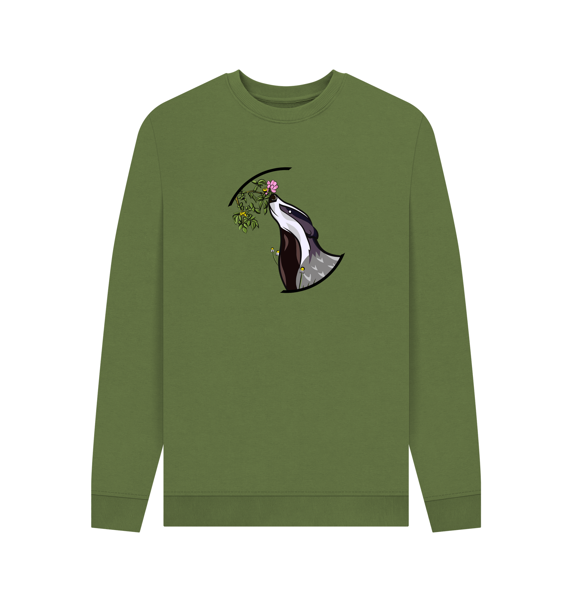 Khaki Printed Sweater Front