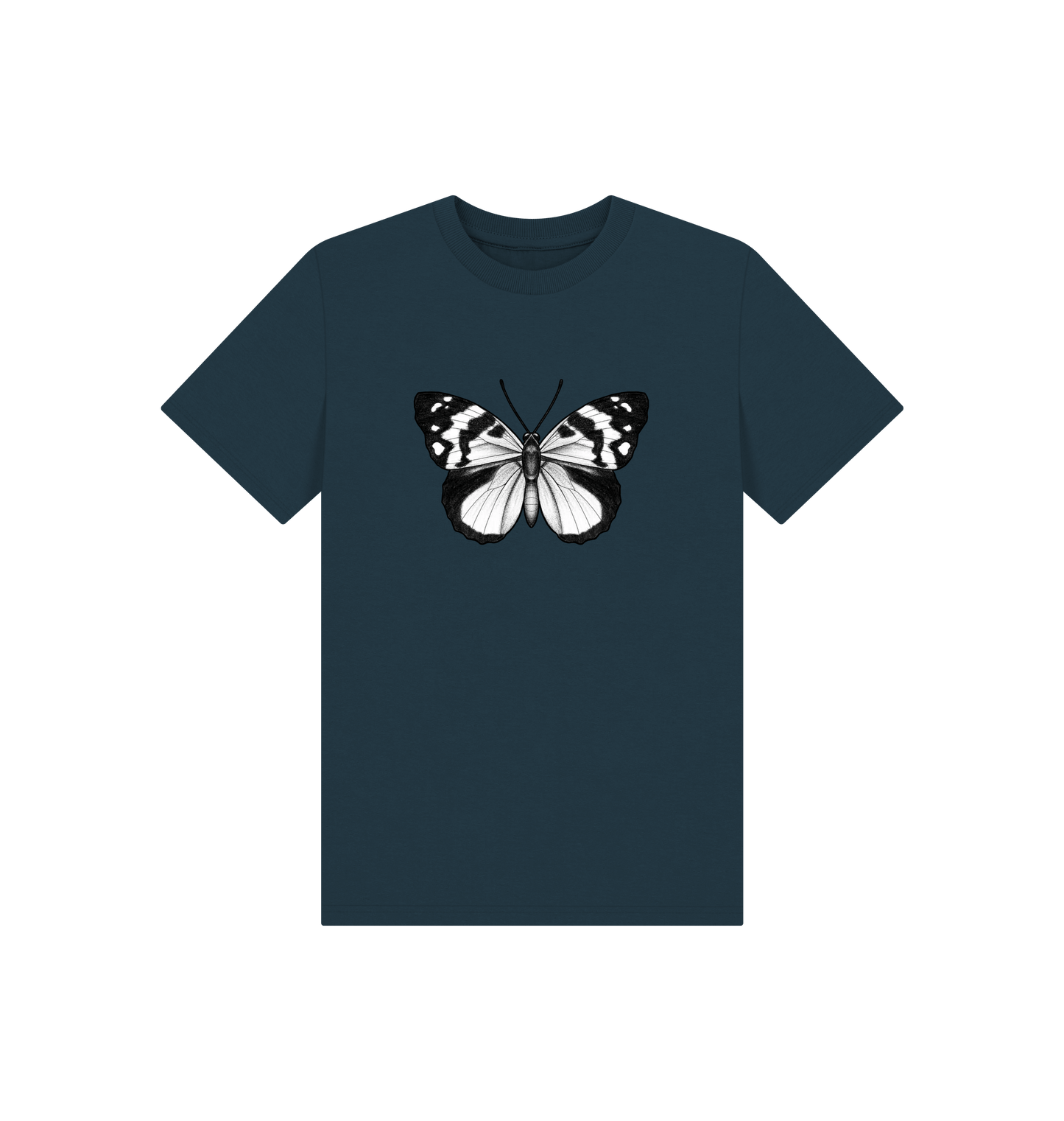 Denim Blue Printed Kids T-Shirt Front