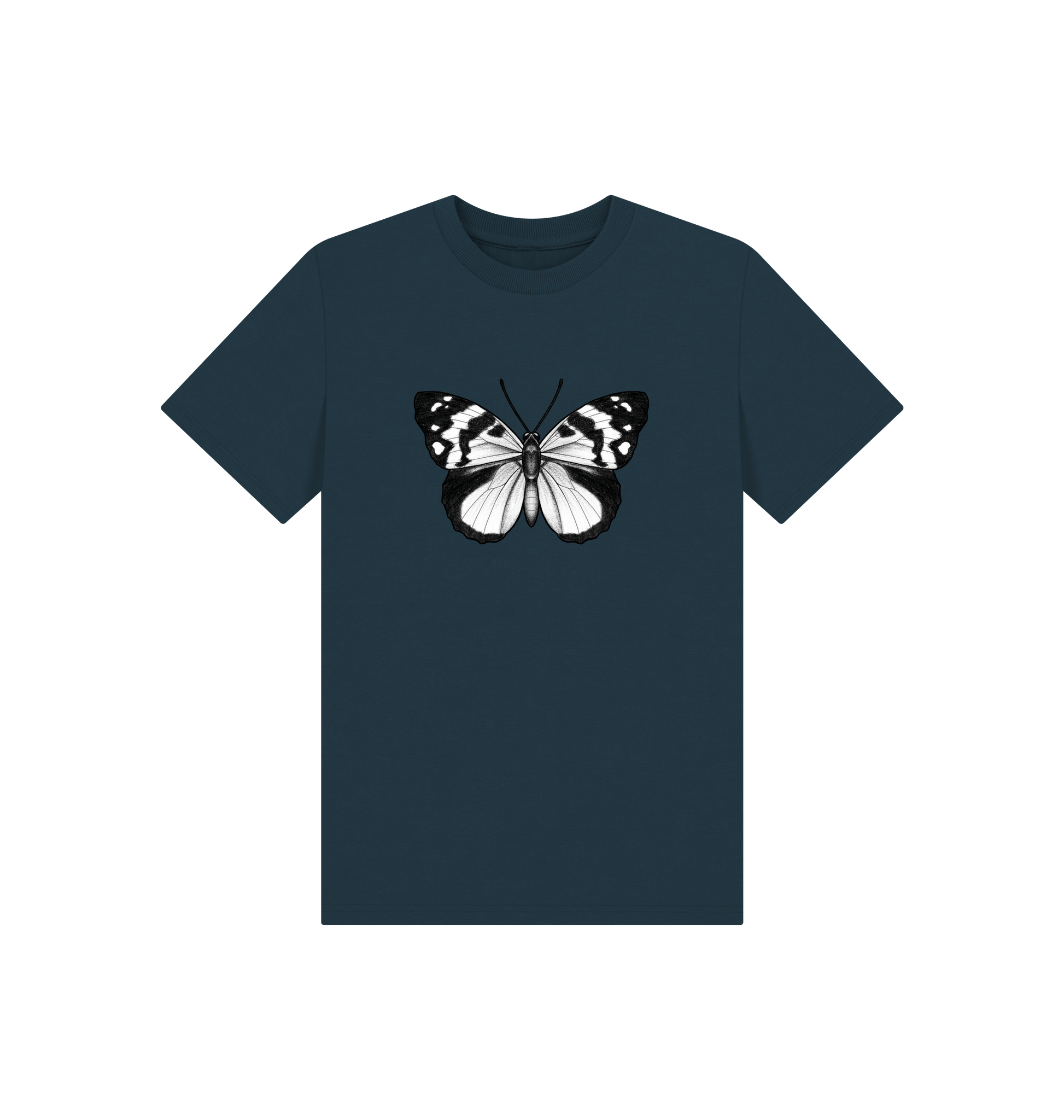 Denim Blue Printed Kids T-Shirt Front