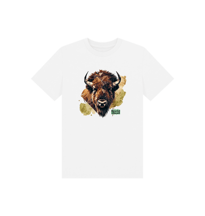 White Bison with Wildflowers & Butterflies Kids T-Shirt