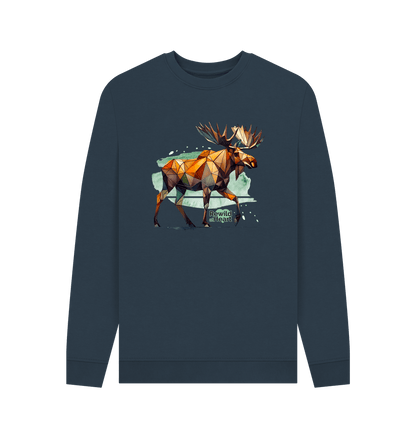 Navy Blue Printed Sweater Front