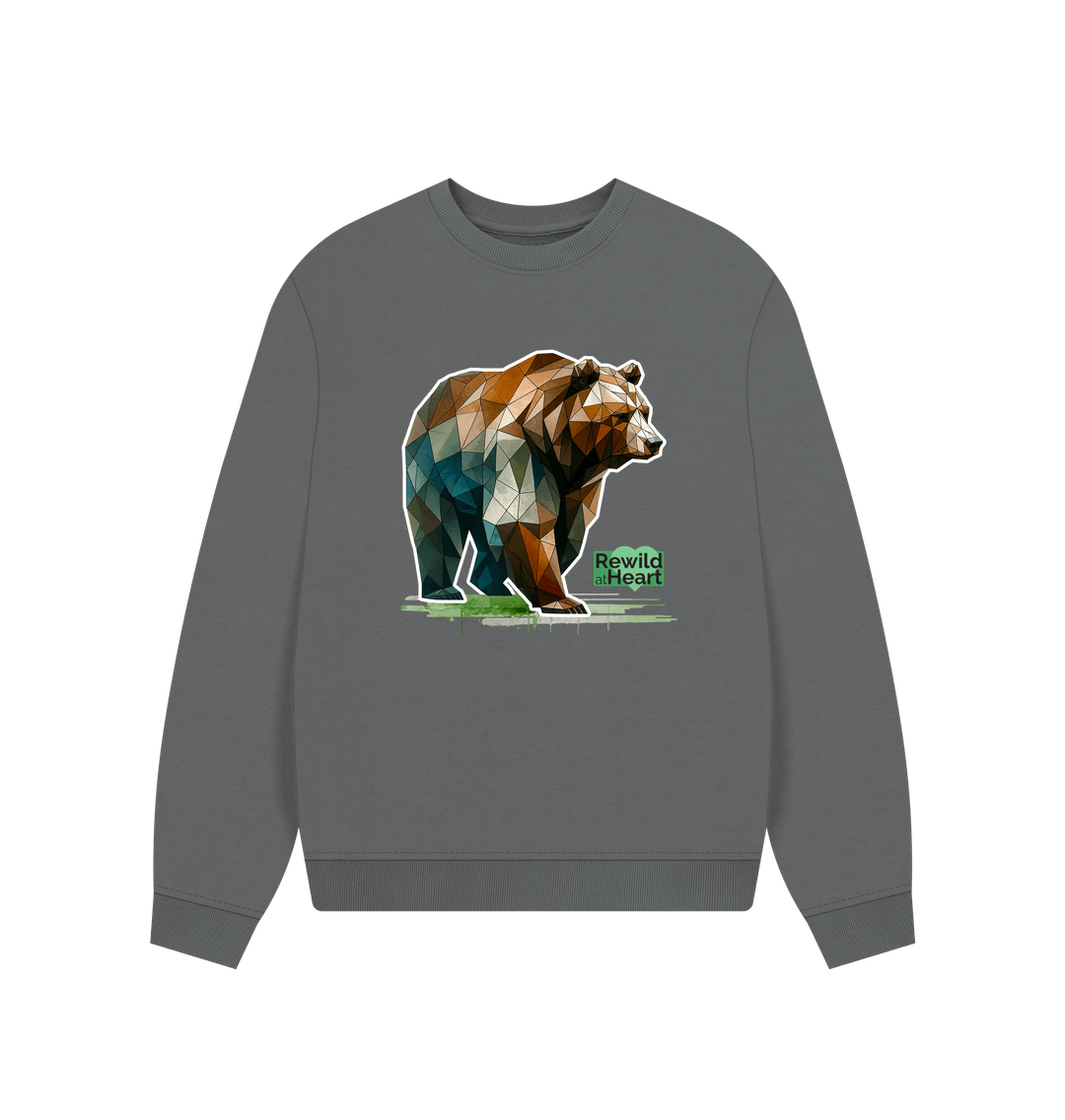 Slate Grey Spirit of the Brown Bear Women's Oversized Jumper