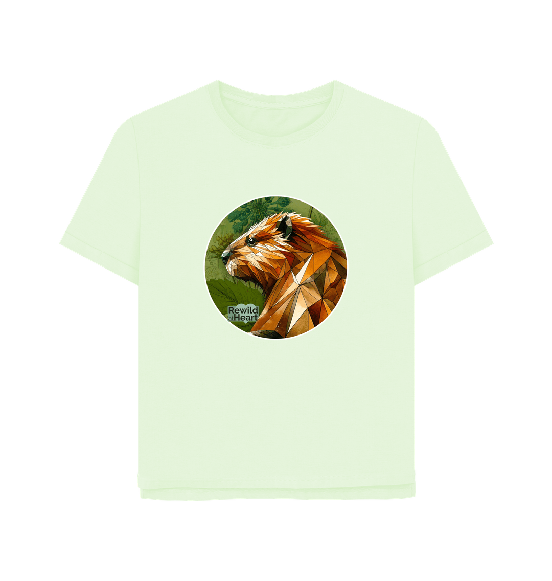 Pastel Green Beaver Botanical Women's Relaxed-Fit T-Shirt