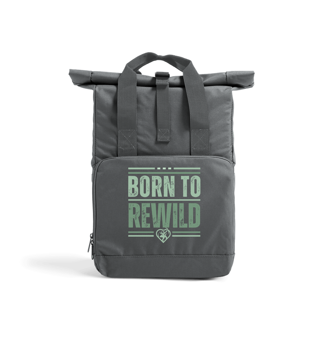 Graphite Grey Born to Rewild Recycled Roll-Top Backpack