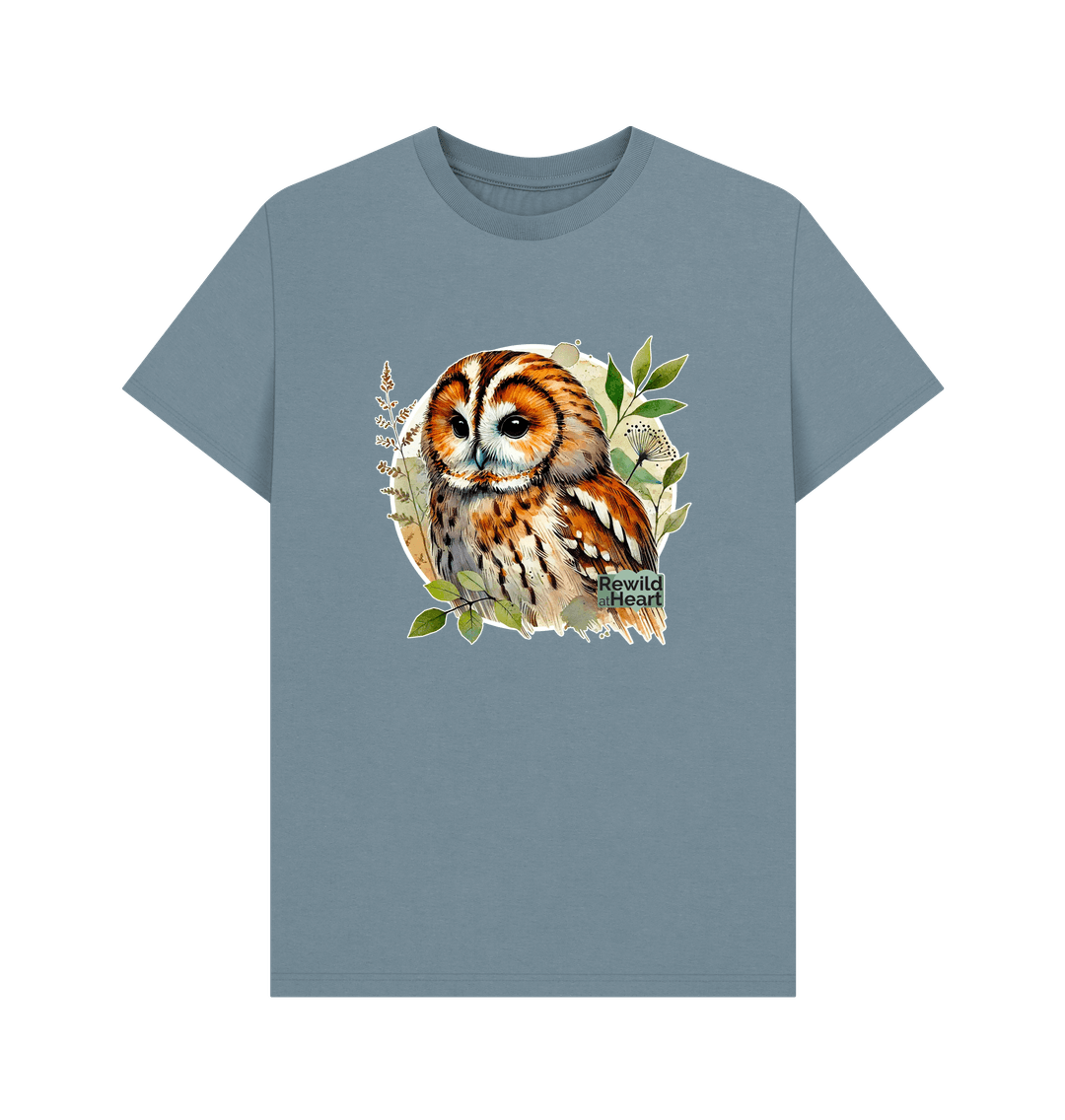 Stone Blue Tawny Owl Forest Men's T-Shirt