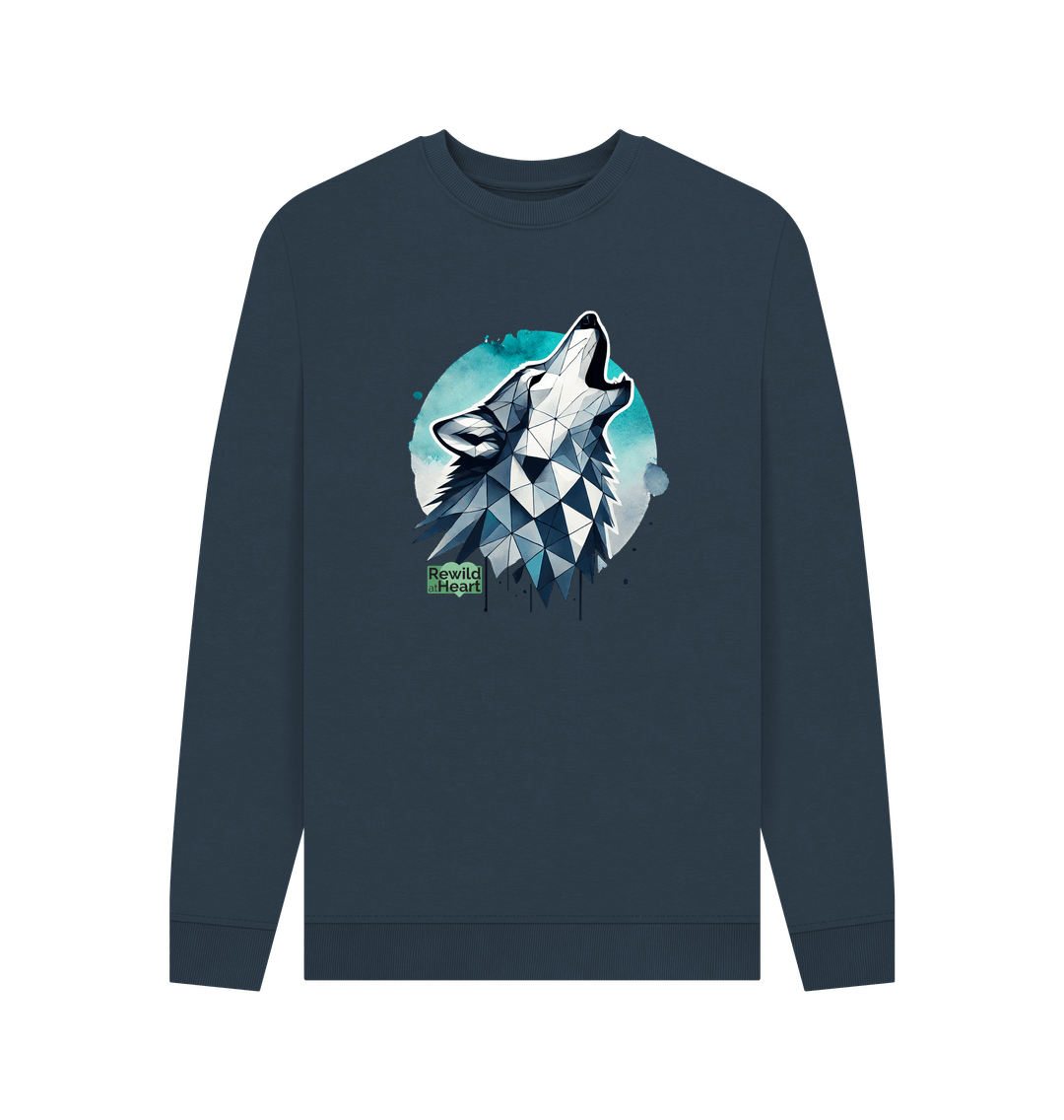 Navy Blue Primal Wolf Howl Men's Sweater