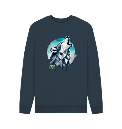 Navy Blue Primal Wolf Howl Men's Sweater