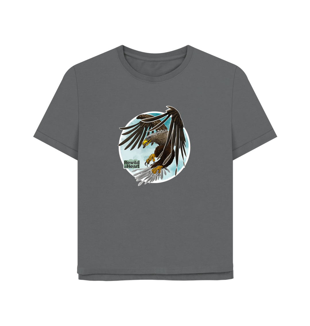 Slate Grey White-Tailed Eagle Flight Women's Relaxed-Fit T-Shirt