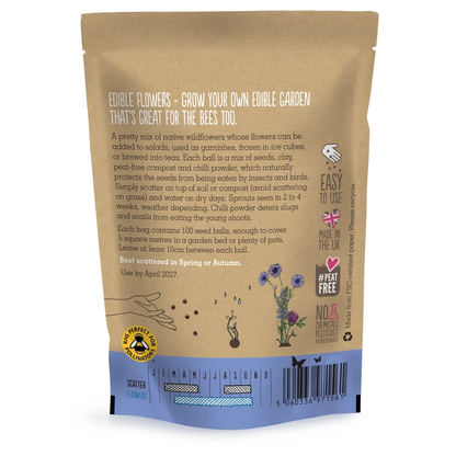 Seedball Edible Wildflower Bag – Flowers for Garden & Plate