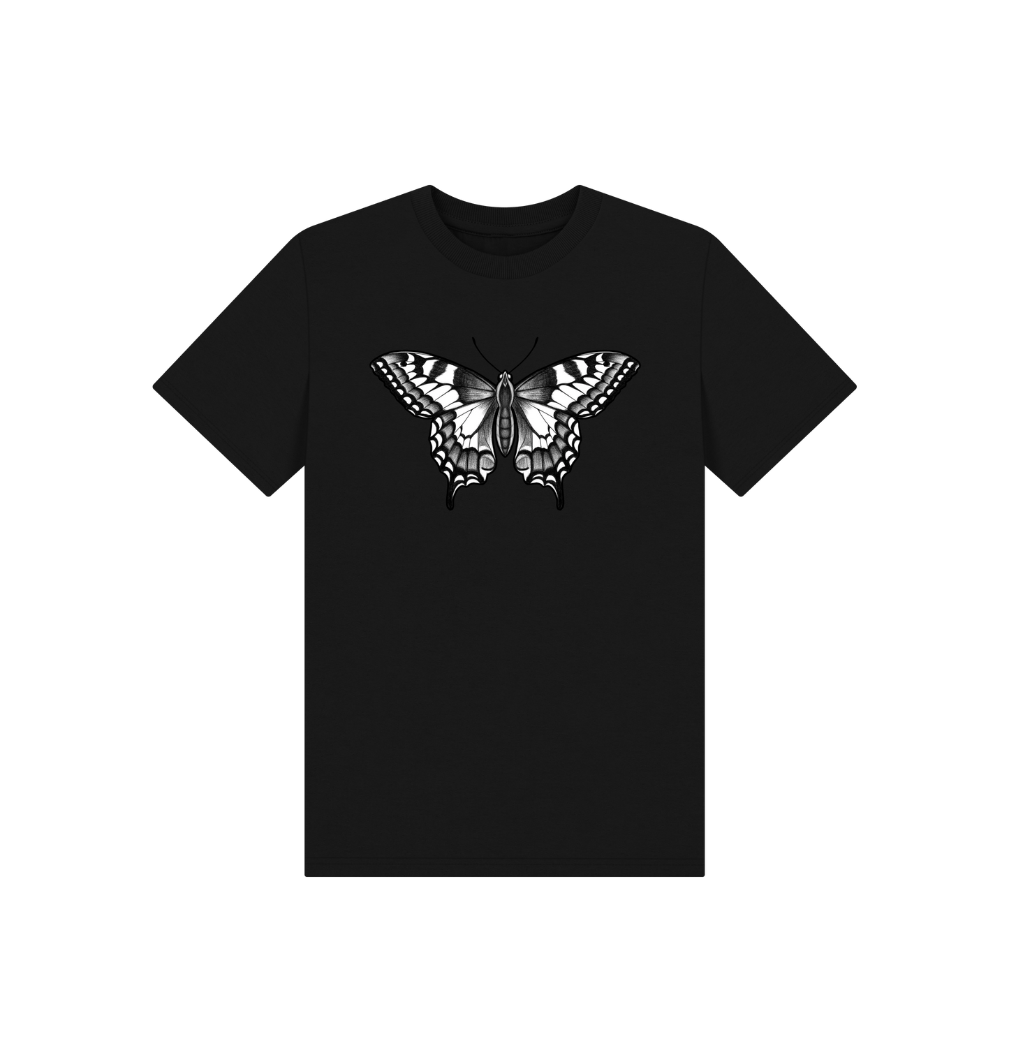 Black Printed Kids T-Shirt Front