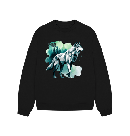 Black Rewild the Wolf | Women's Oversized Jumper