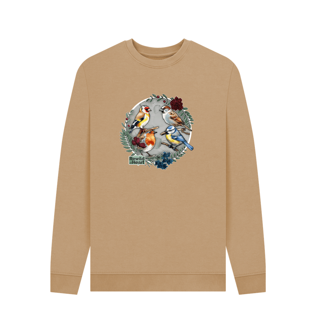 Sand British Songbird Wreath Men's Sweater