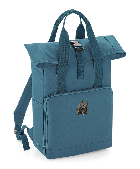 Rhino Embroidered Recycled Roll-Top Backpack