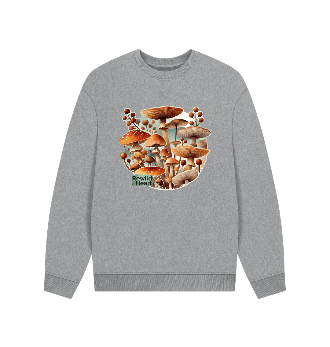 Athletic Grey Mushroom Bloom Men's Oversized Sweater