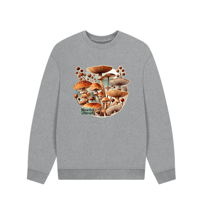 Athletic Grey Mushroom Bloom Men's Oversized Sweater