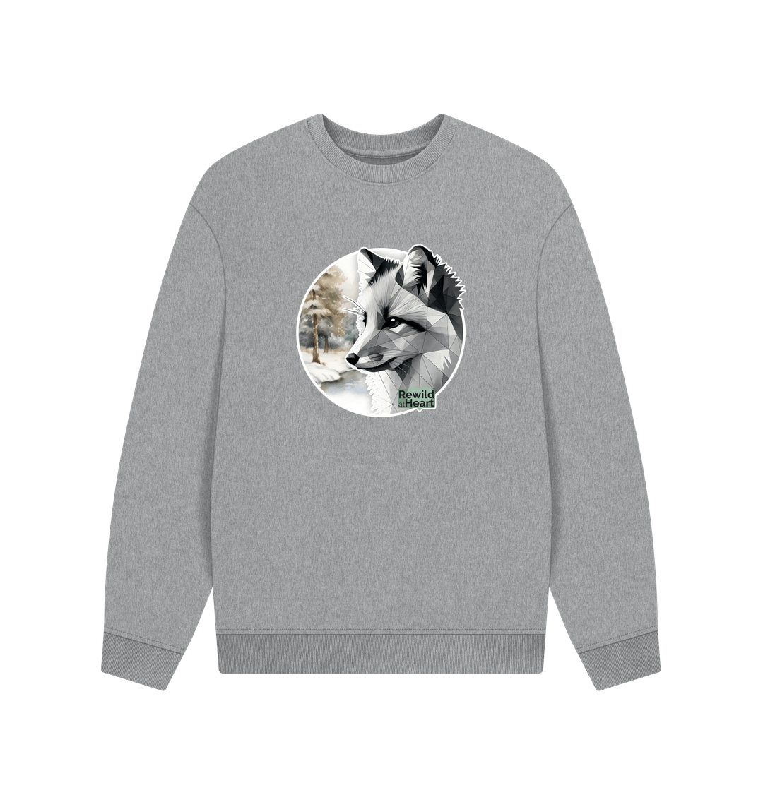 Athletic Grey Silent Arctic Fox Men's Oversized Sweater