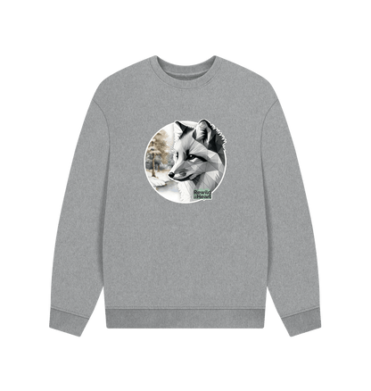 Athletic Grey Silent Arctic Fox Men's Oversized Sweater