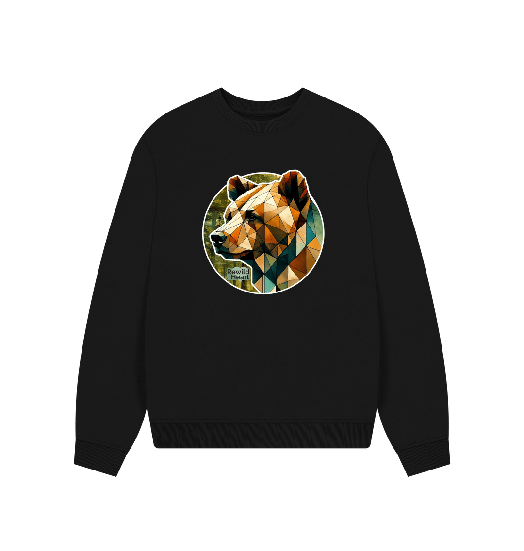 Black Brown Bear Forest Women's Oversized Jumper
