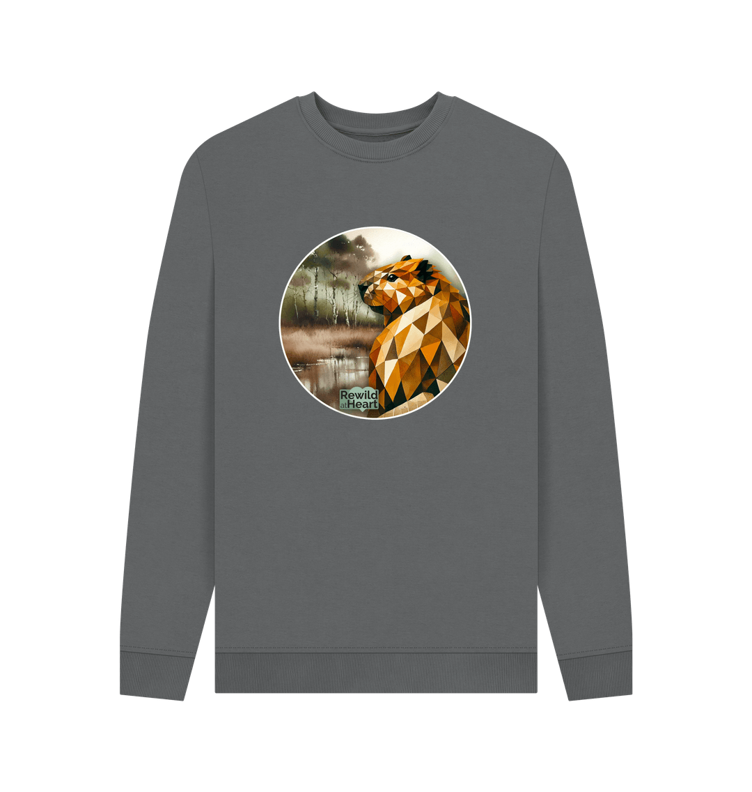 Slate Grey Printed Sweater Front