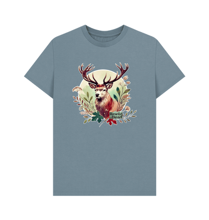 Stone Blue Red Deer Stag Spirit Men's T-Shirt