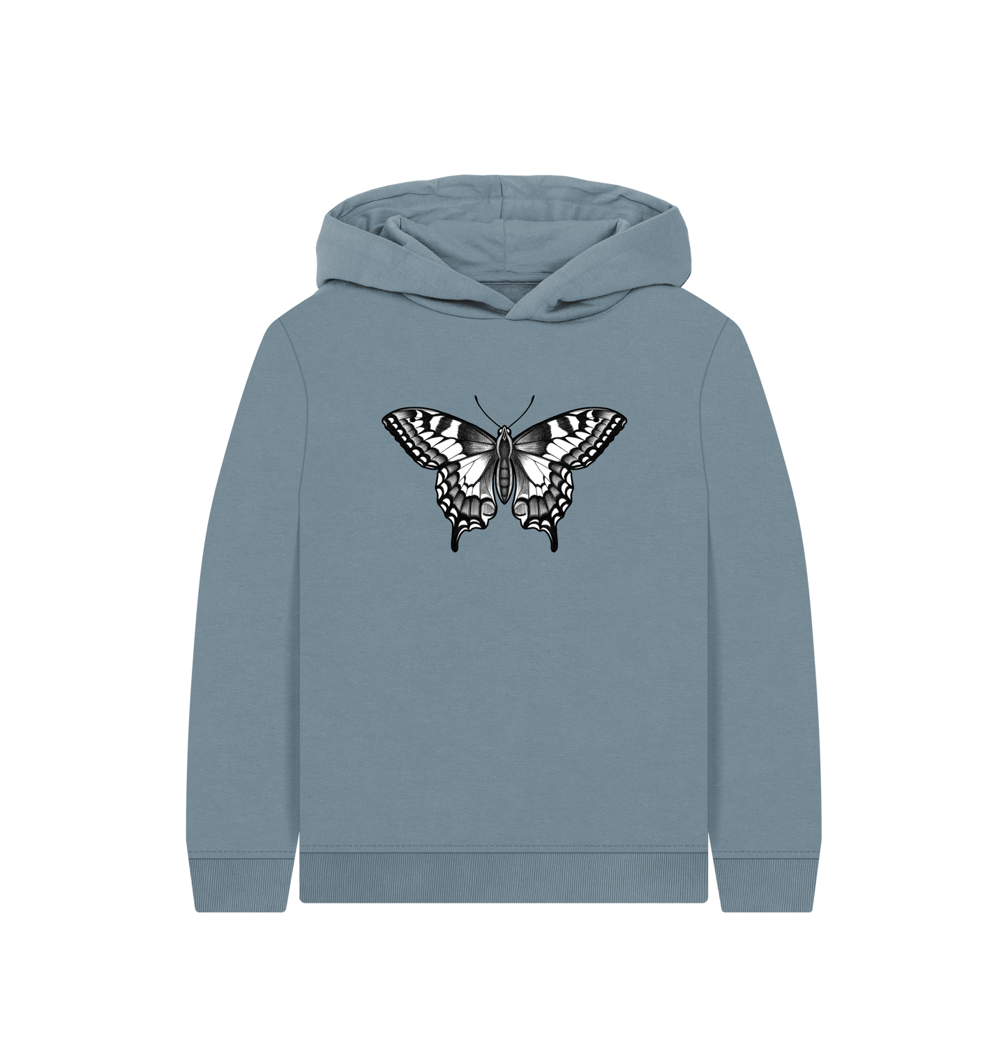 Stone Blue Printed Kids Hoodie Front