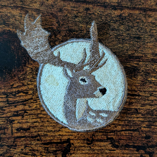 Fallow Deer Portrait Embroidered Iron-On Patch