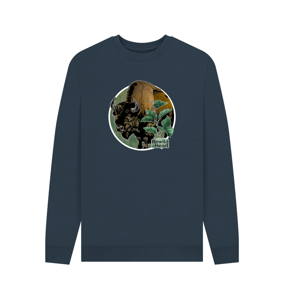 Navy Blue Printed Sweater Front