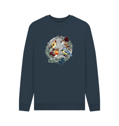 Navy Blue British Songbird Wreath Men's Sweater