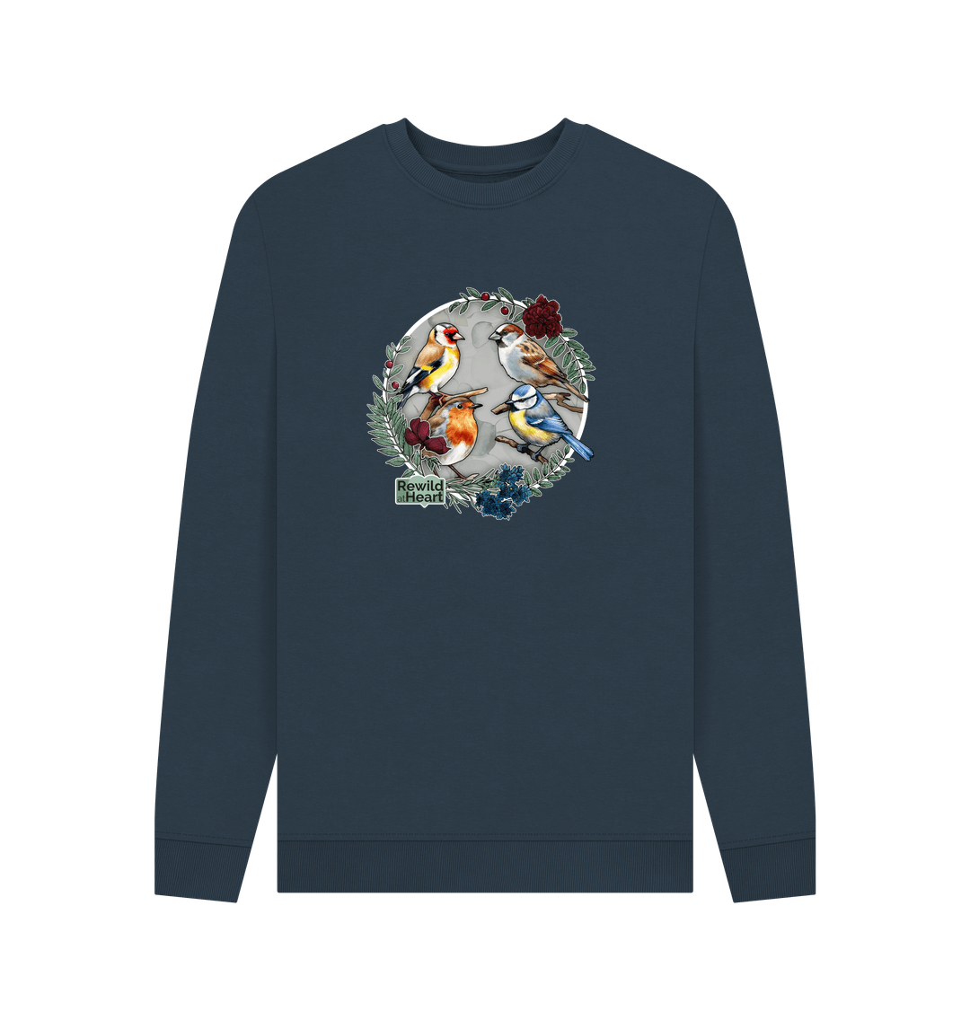 Navy Blue Printed Sweater Front