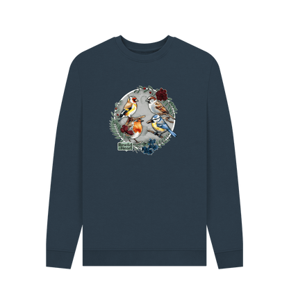 Navy Blue Printed Sweater Front