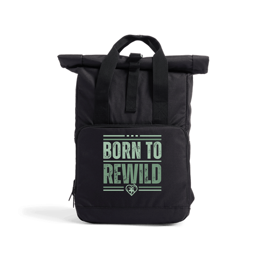 Black Born to Rewild Recycled Roll-Top Backpack