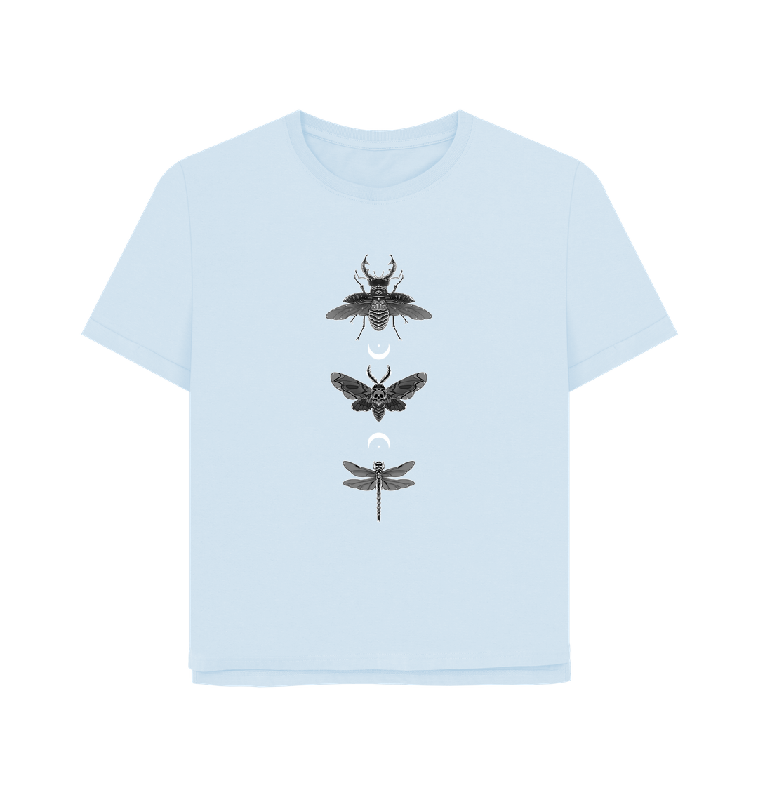 Sky Blue Moonlit Insect Trio Women's Relaxed-Fit T-Shirt