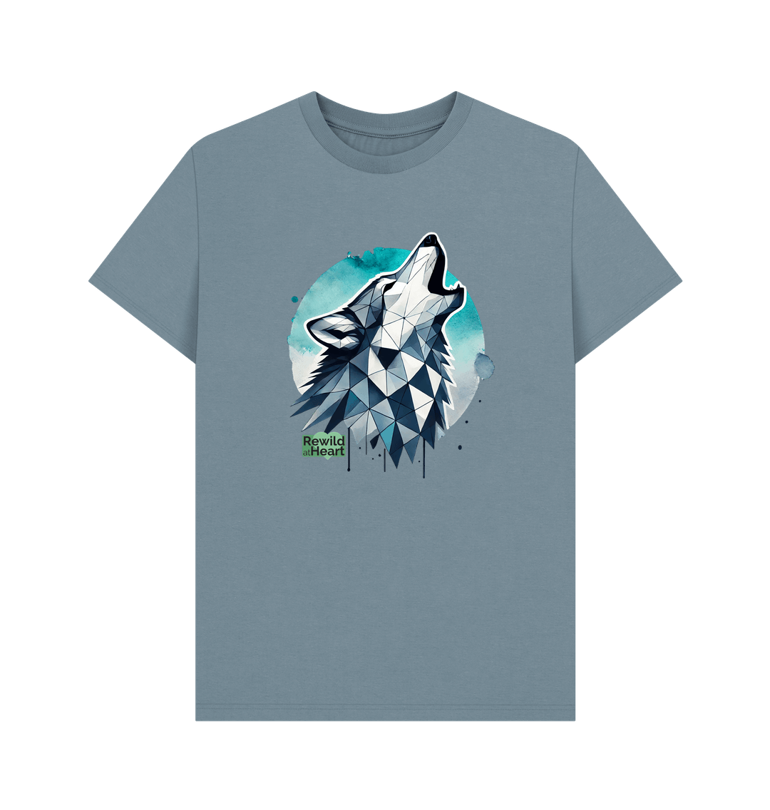 Stone Blue Primal Wolf Howl Men's T-Shirt