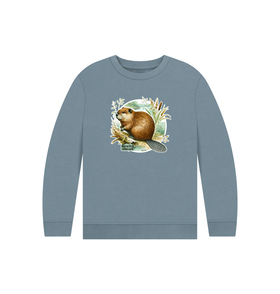 Stone Blue Beaver Riverbank Kids Jumper