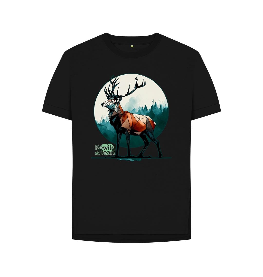 Black Red Deer Rewild Side | Relaxed-Fit Women's T-Shirt