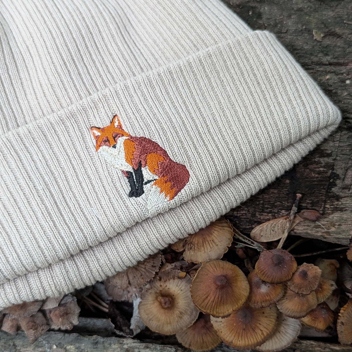 Fox Embroidered Beanie | Organic Cotton – Rewild at Heart