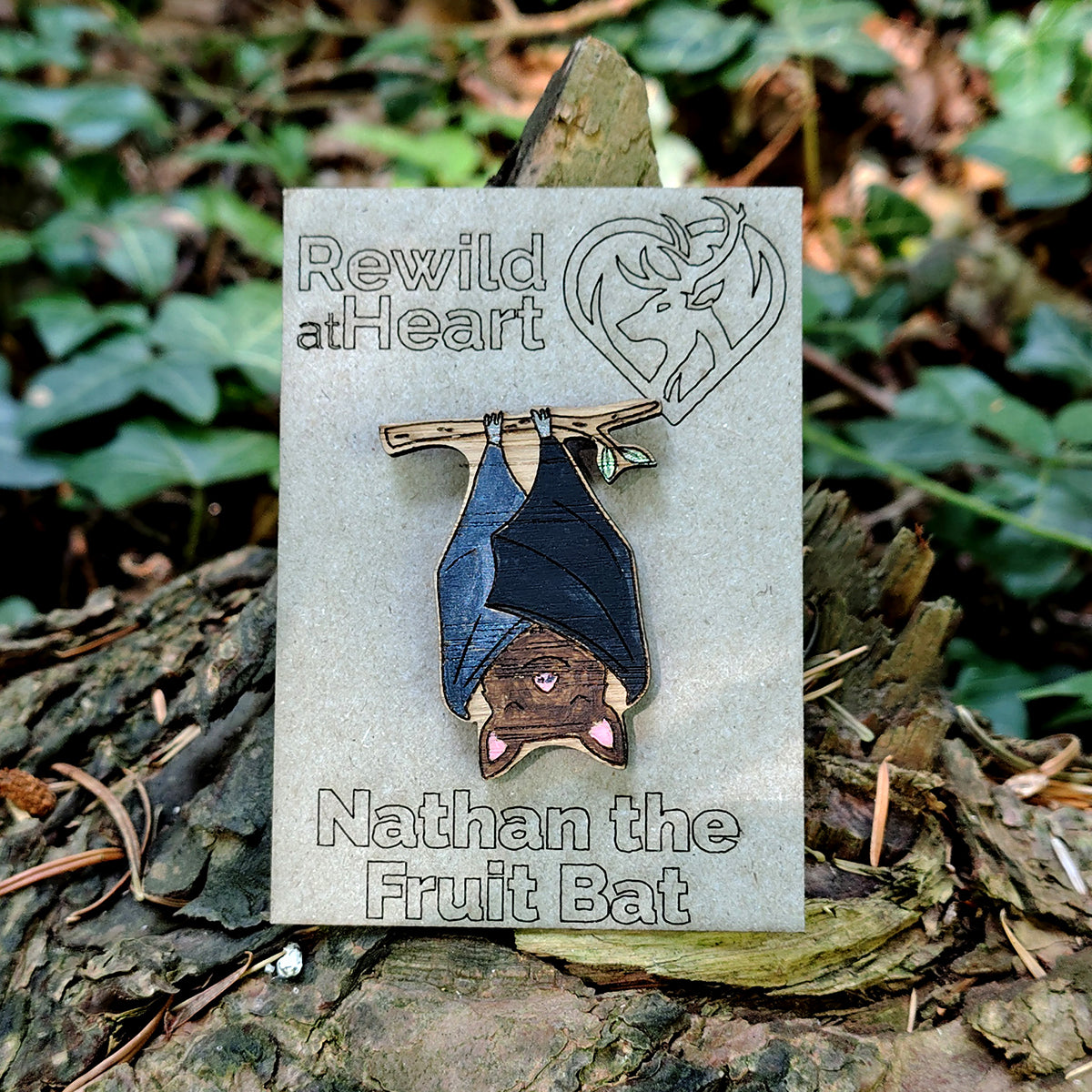 Fruit Bat Wooden Pin Badge