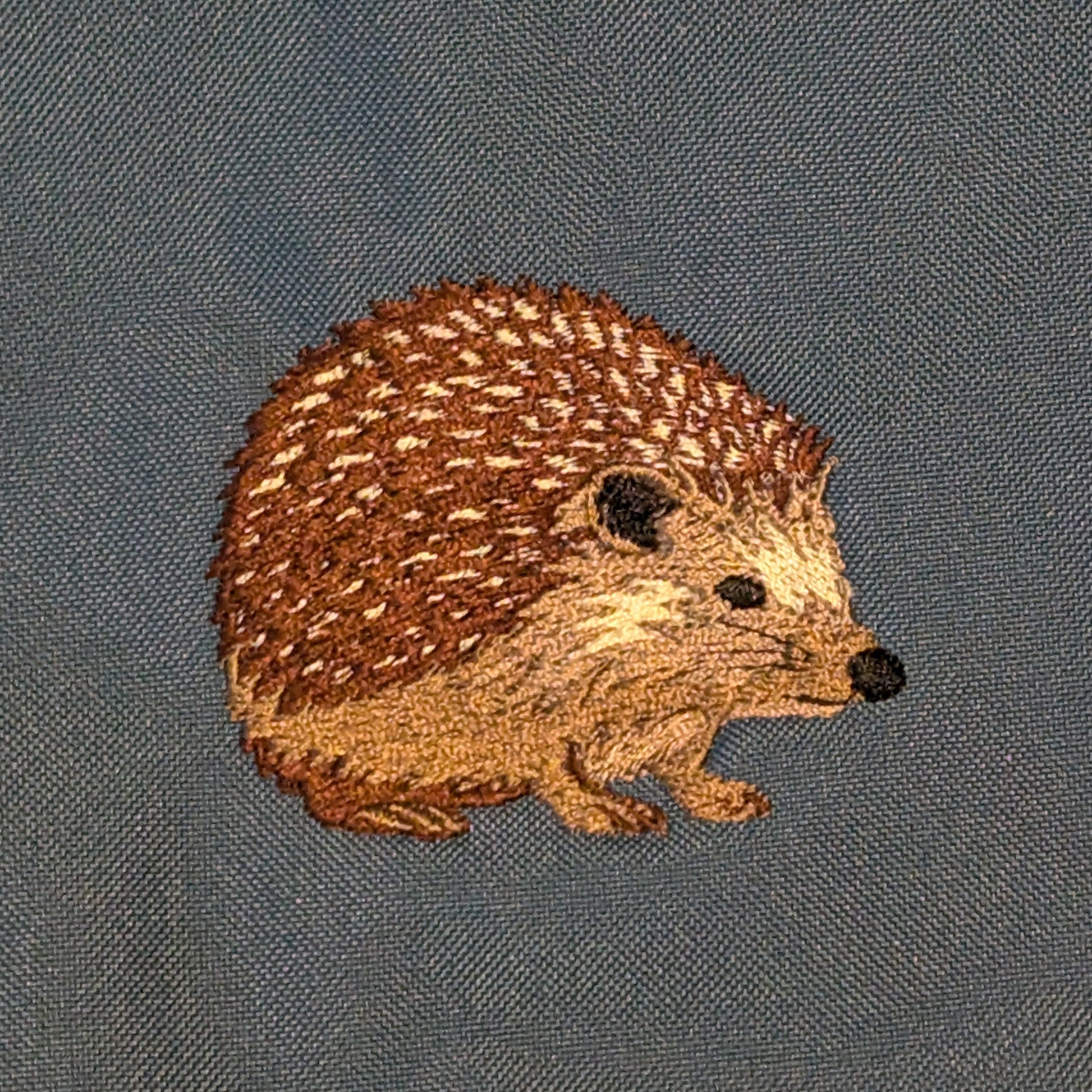 Closeup photo of the Hedgehog embroidery design