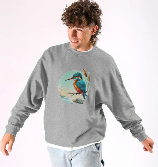 Kingfisher in the Reeds Men's Oversized Sweater