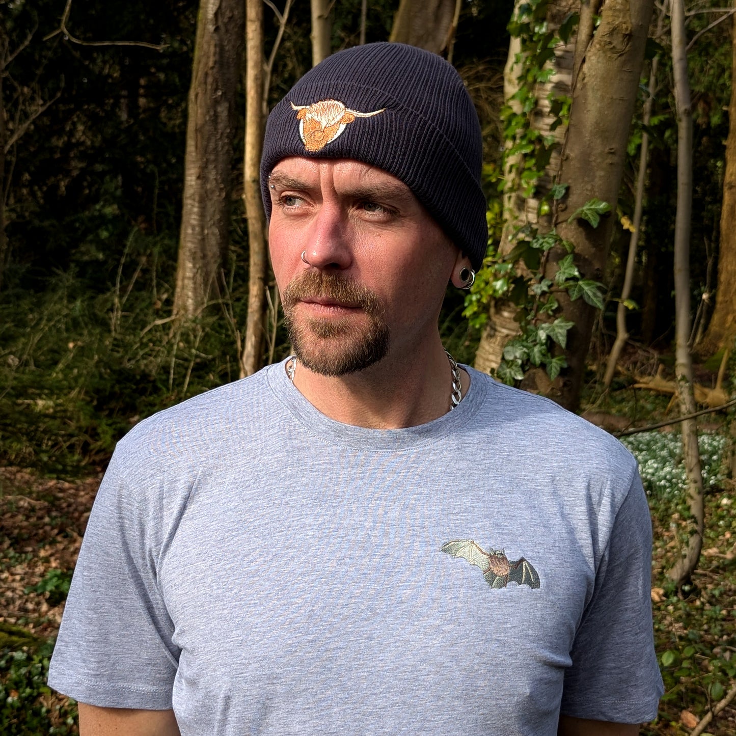 Highland Cow Embroidered Beanie